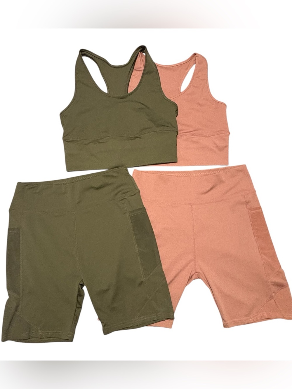 Two Workout Sets-Light Pink & Army Green